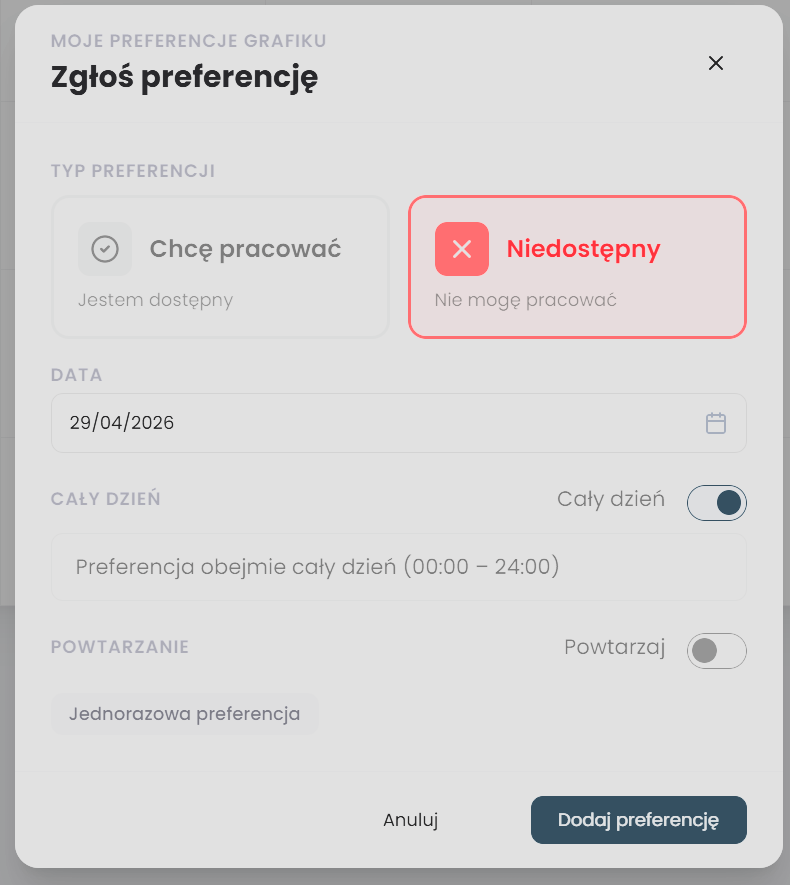Preferencje grafiku